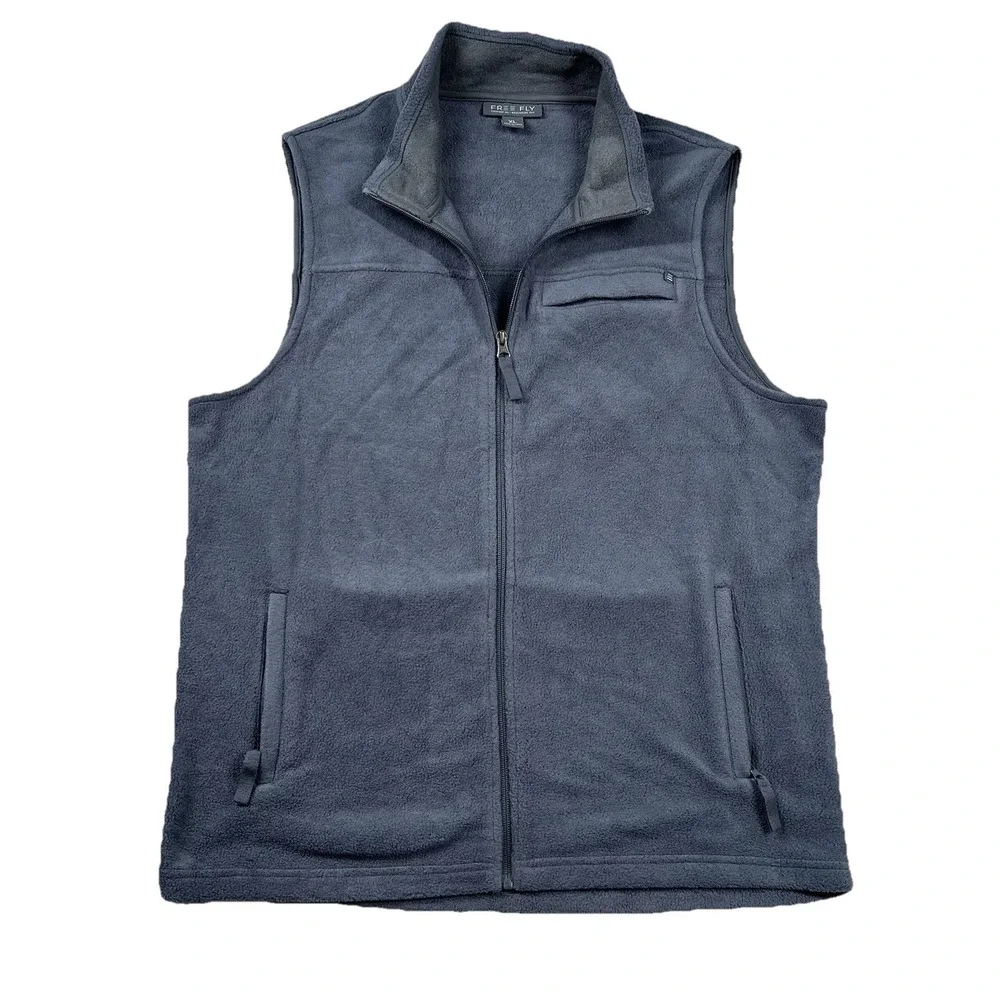 Free Fly Vest Mens XL Fleece Full Zip Bamboo Viscose Gray Outdoors Golf